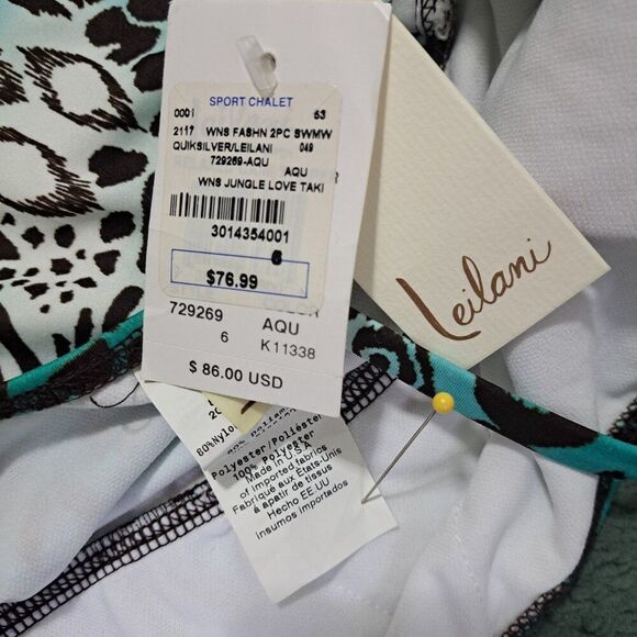 Leilani Women's Tankini Top Animal Print Blue Travel Vacation Beach Top Sz 6 - Picture 8 of 9